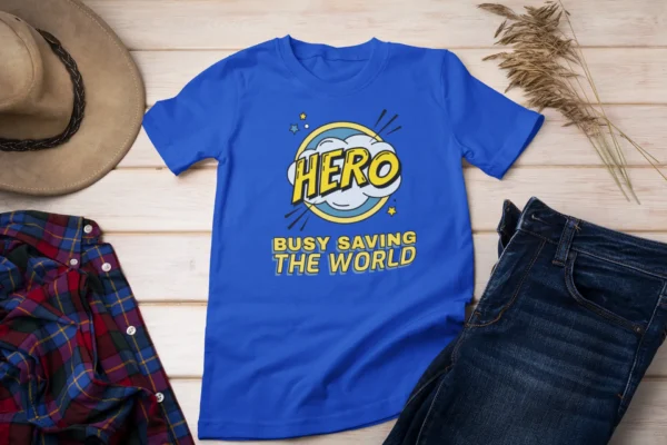 HERO-BUSY SAVING THE WORLD TSHIRT - Image 6